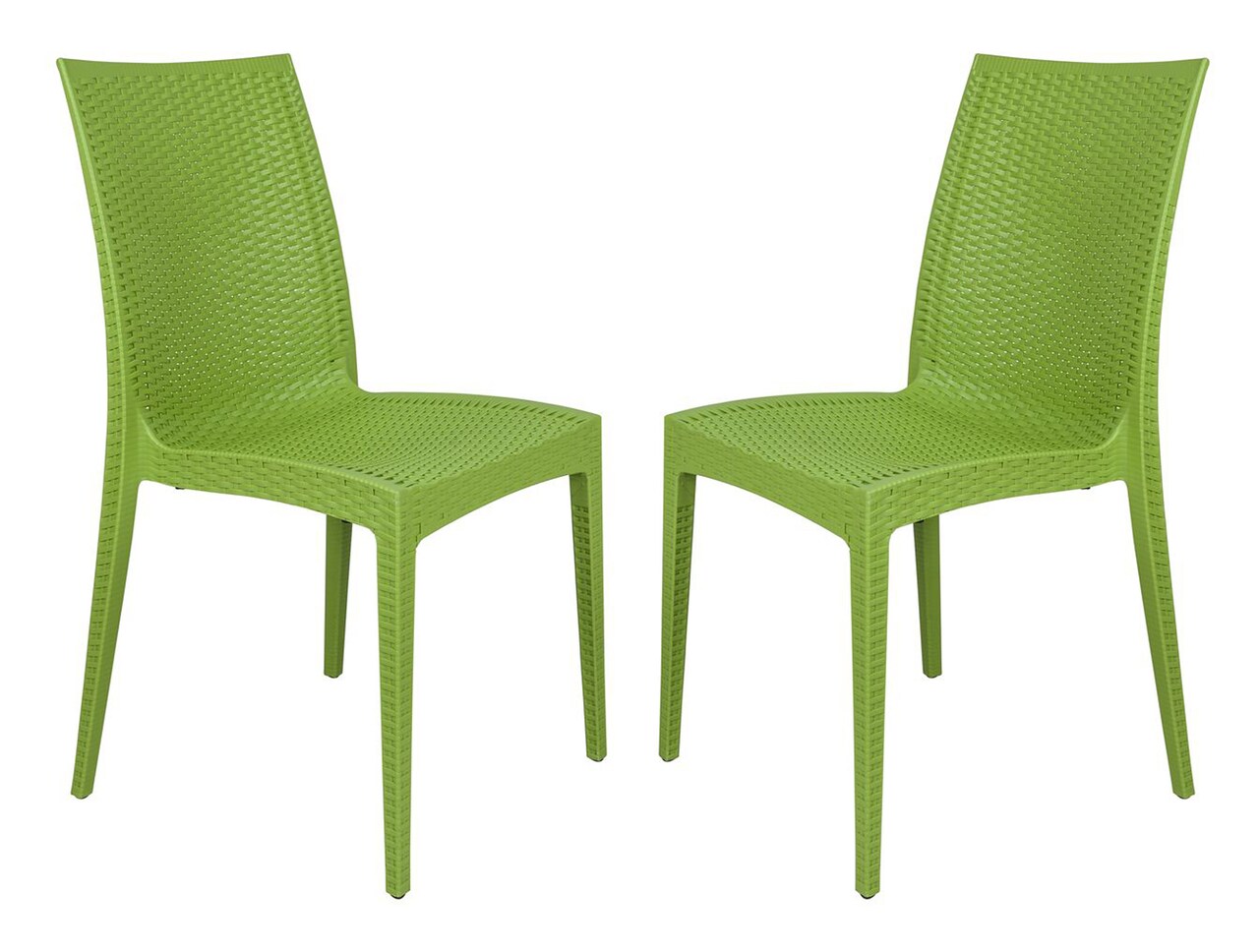 LeisureMod Weave Mace Indoor/Outdoor Dining Chair (Armless), Set of 2